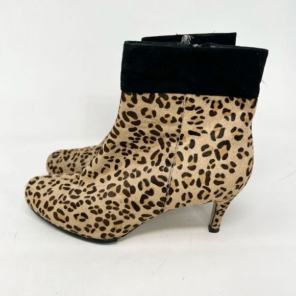 Kate Spade Zip Ankle Boots Women's 6.5 Almond Toe Real Fur Leopard Print - Picture 3 of 10
